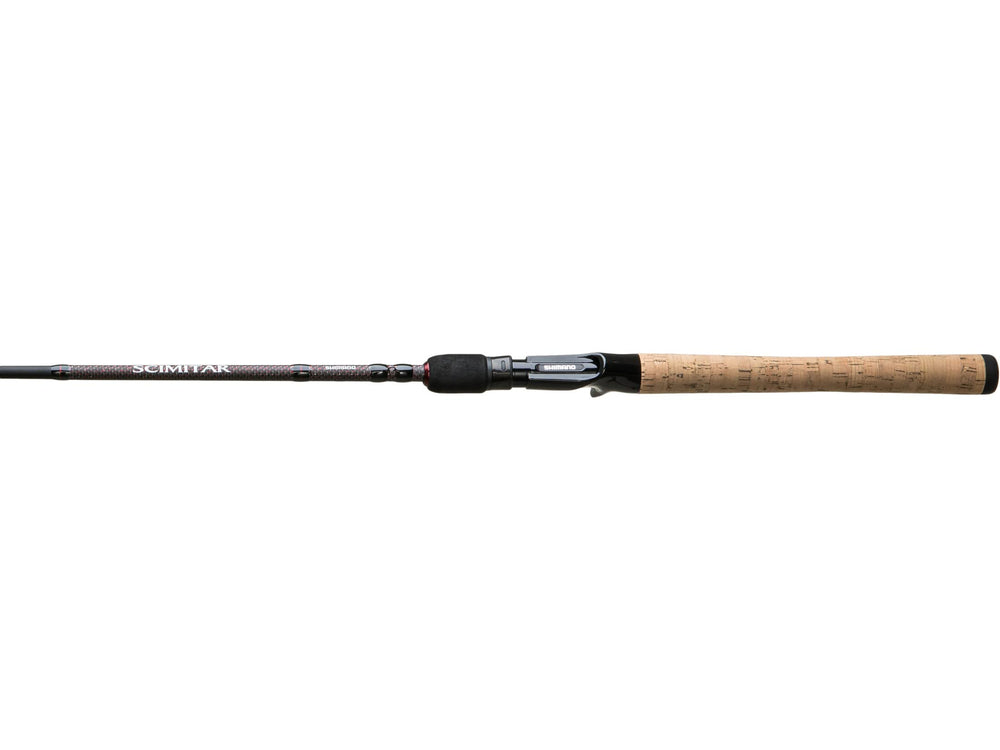 Shimano Scimitar 70MH 2PC CST C side view highlights premium grip and guides for precise casting.