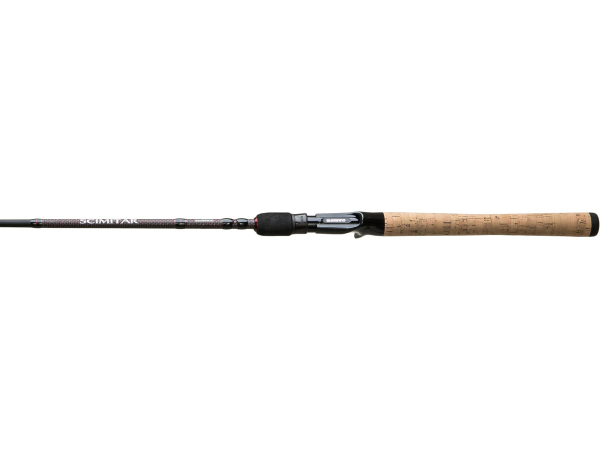 Shimano Scimitar 70MH 2PC CST C side view highlights premium grip and guides for precise casting.