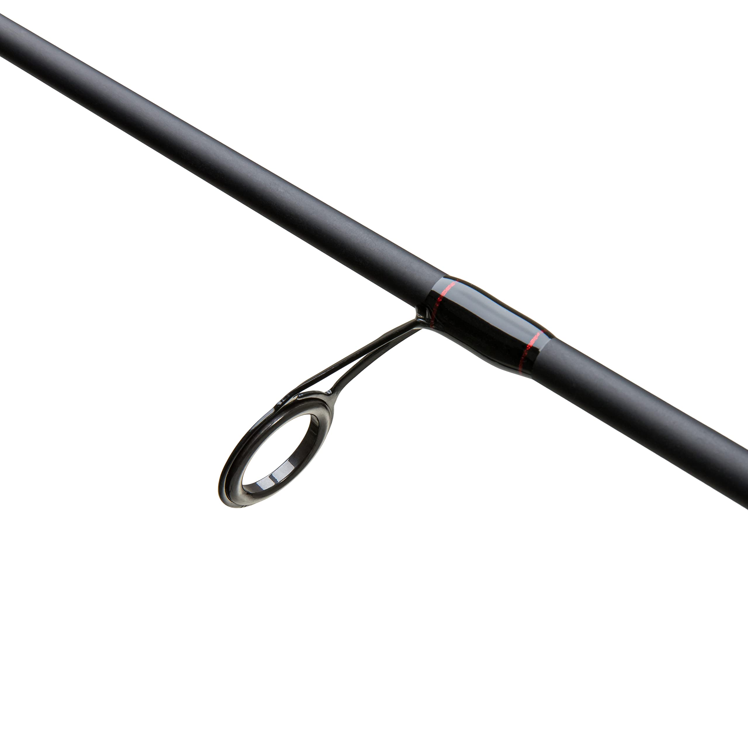 Close-up of titanium oxide guides on Shimano Scimitar spinning rod for smooth line travel