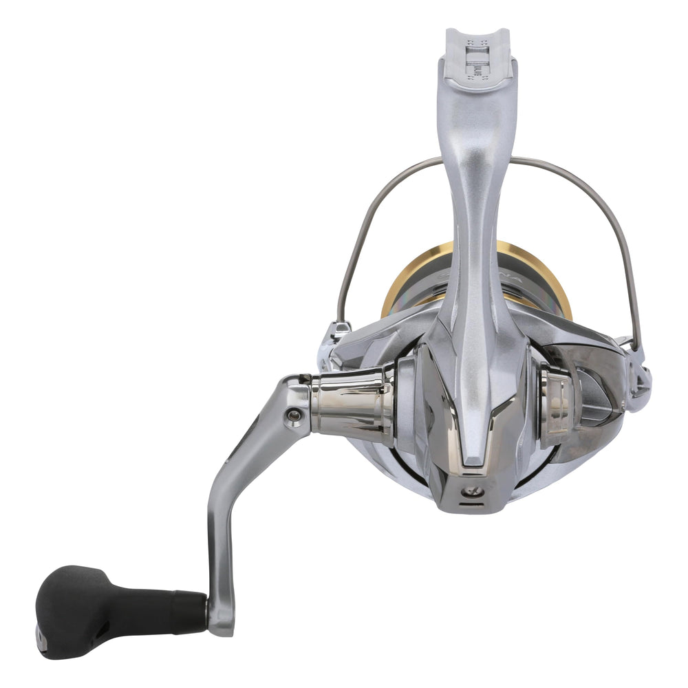 Side profile of Shimano Sedona FJ reveals compact form for comfortable all-day casting.