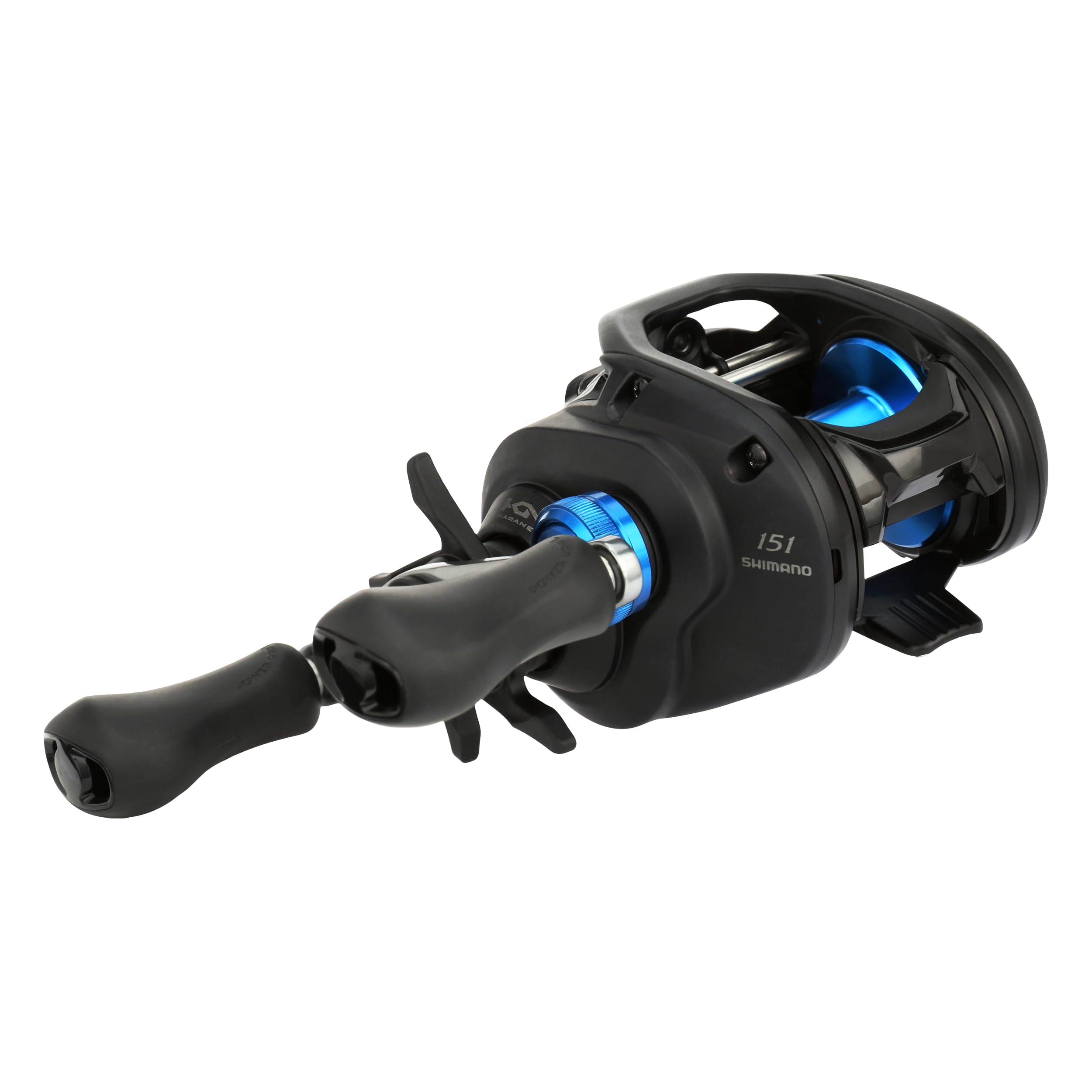 Shimano SLX A handle design for comfortable grip during long casts.