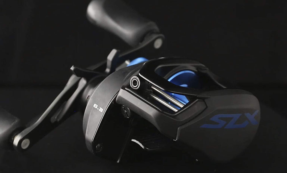 SHIMANO SLX display of Super Free Spool in motion for smooth casts