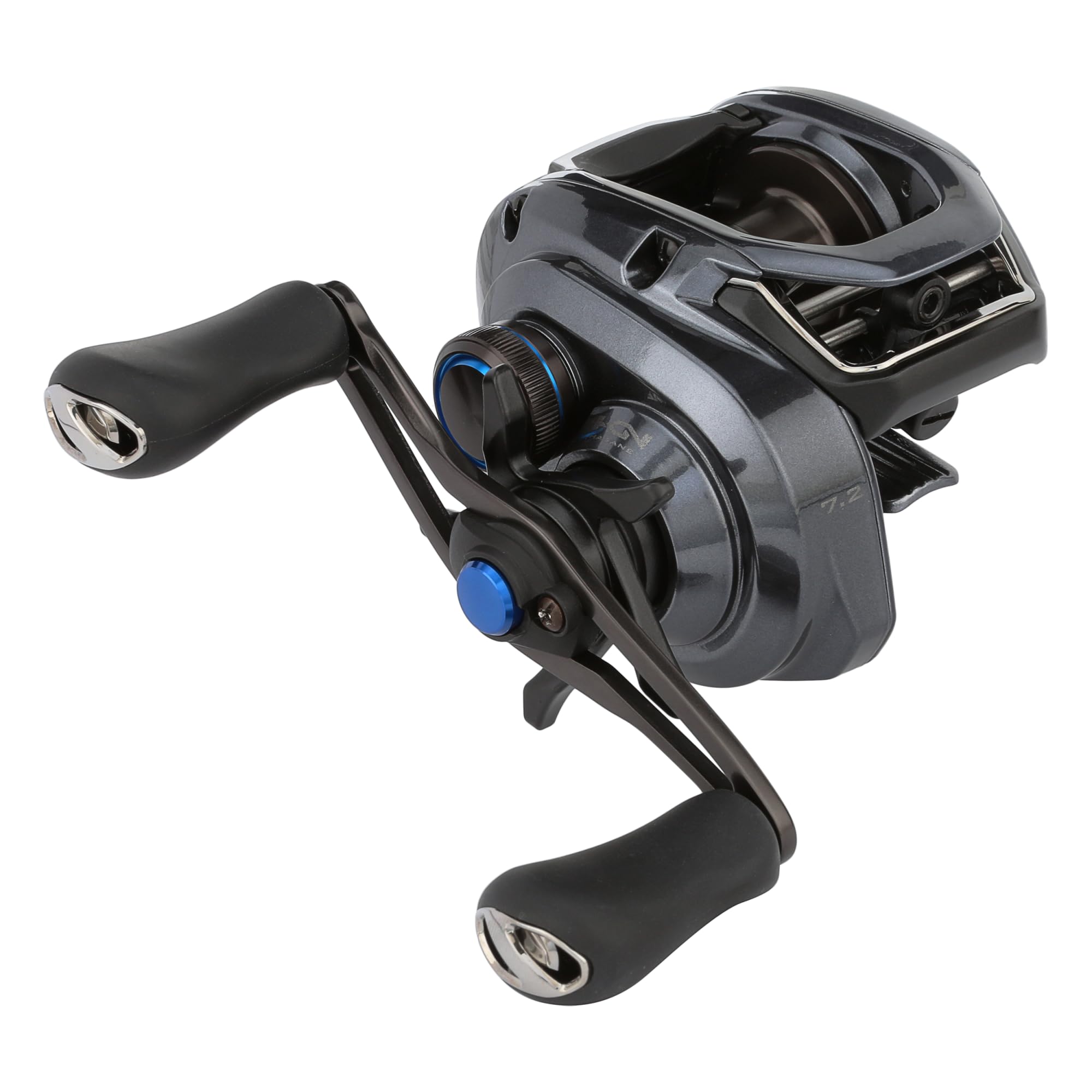 SHIMANO SLX70HGA spool close-up highlighting MGL Spool III for smoother casting
