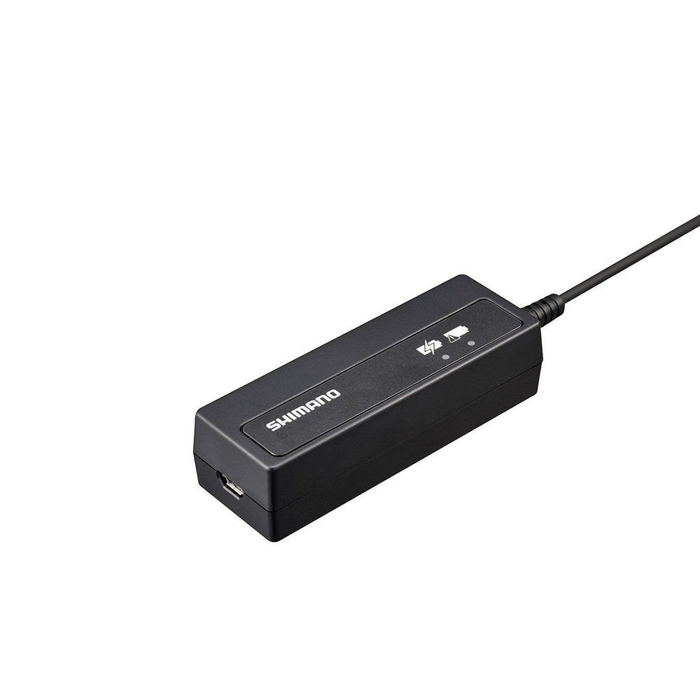 SHIMANO SM-BCR2 charger with LED indicator shows charge status