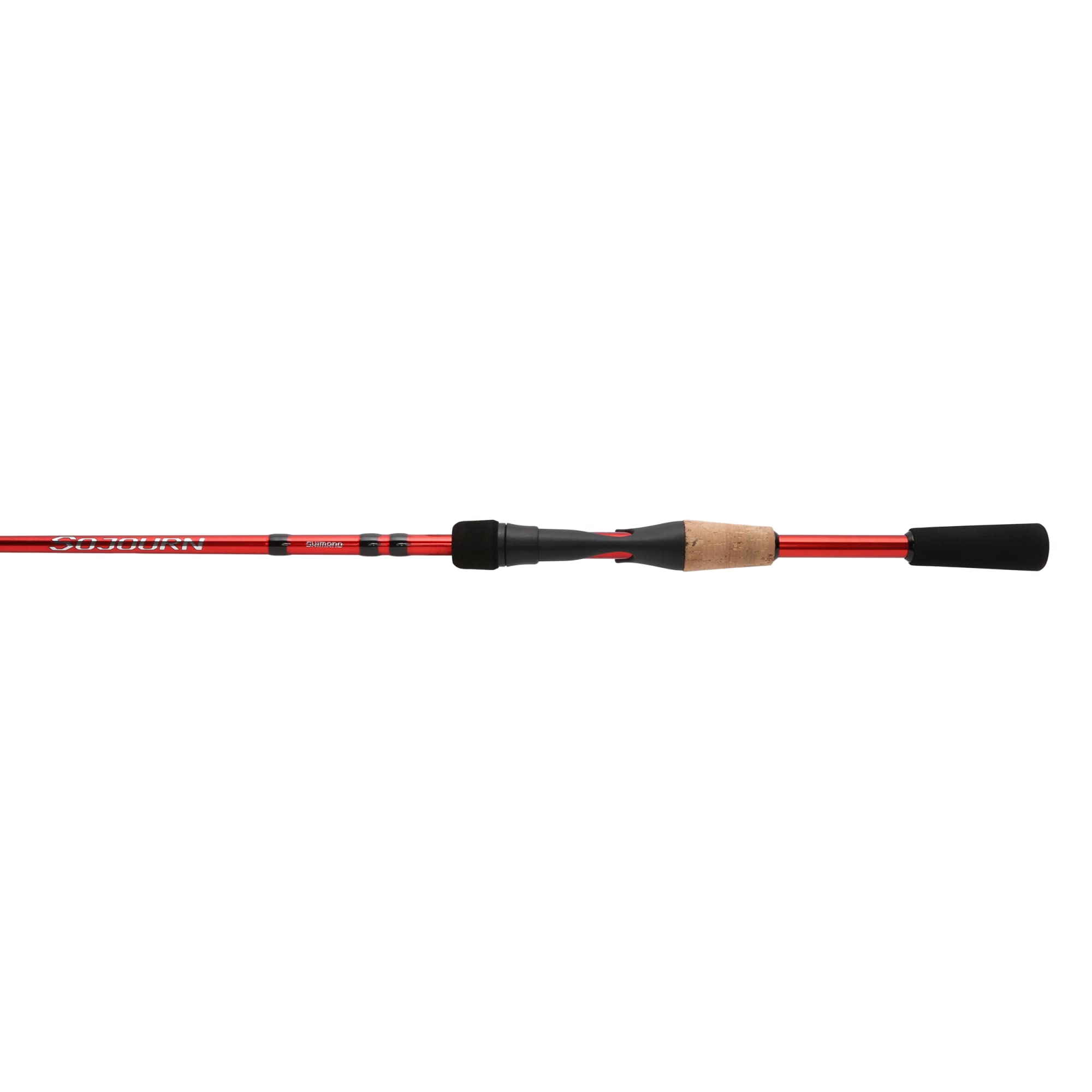 SHIMANO Sojourn exposed reel seat for quick reel changes during freshwater fishing.