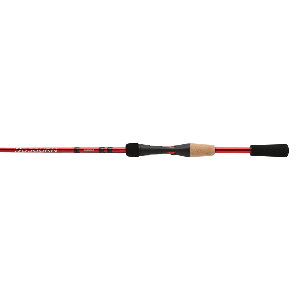Shimano Sojourn rod with exposed reel seat for quick adjustments on water