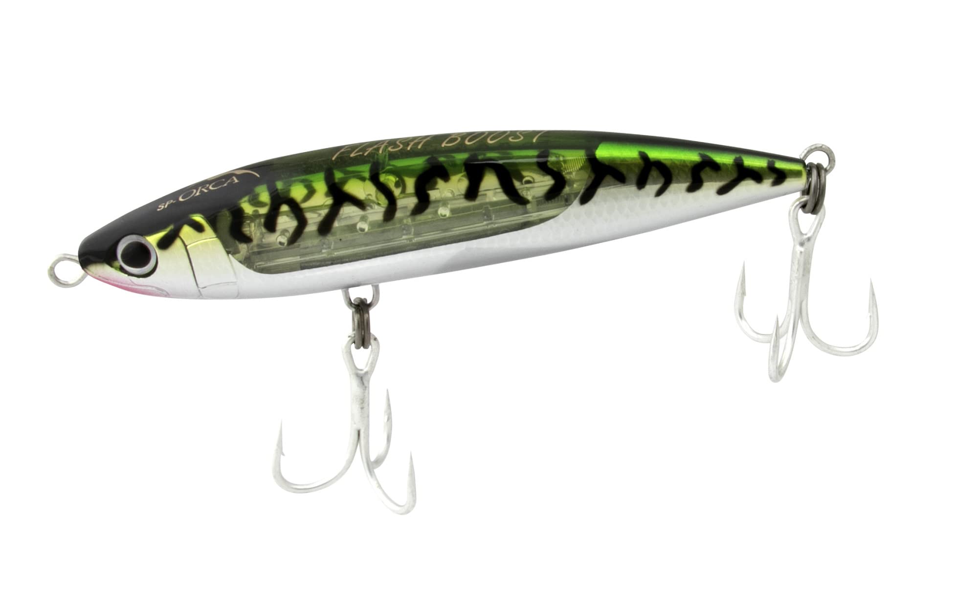 SHIMANO SP-ORCA Flash Boost 150S in Green Mack enhances visibility and lure appeal.