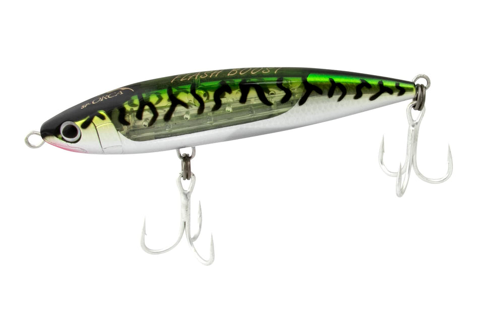 SHIMANO SP-ORCA Flash Boost 150S in Green Mack enhances visibility and lure appeal.