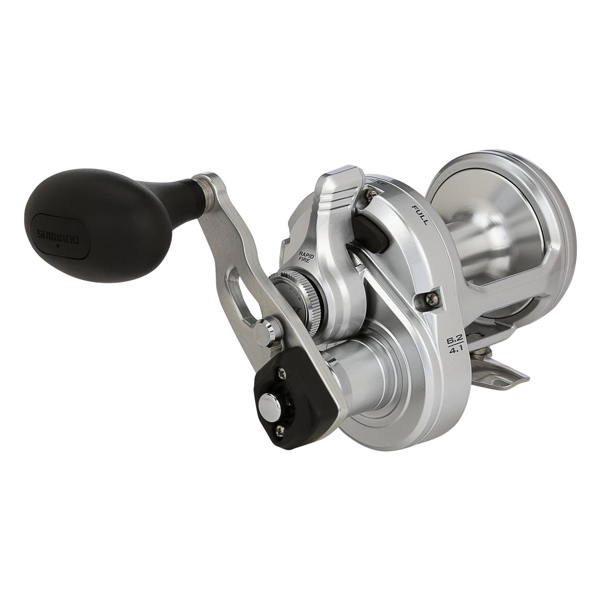 Shimano Speedmaster II HAGANE body close-up showing rugged durability for saltwater and freshwater use.