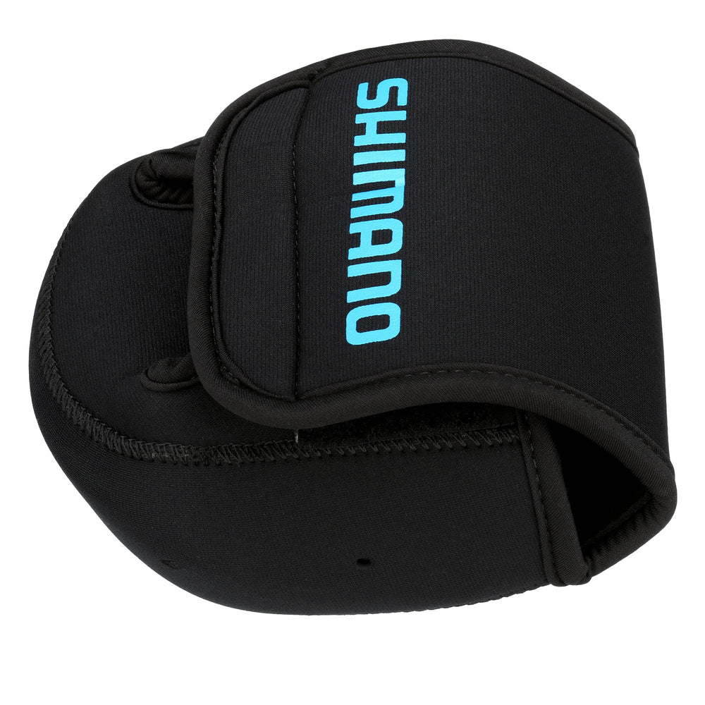 SHIMANO black reel cover protects reels in storage and travel.