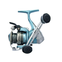 Shimano Spirex 1000FG spinning reel ambidextrous design for versatile fishing setups.
