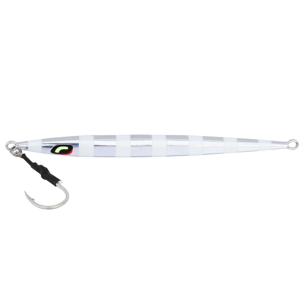 Close-up of metallic body on Shimano BF140FSSQ ShimmerFall jig.
