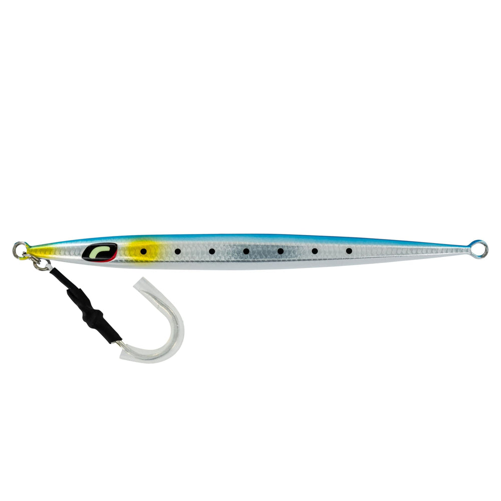 High-contrast finish and luster on BF140FSSQ lure for squid.