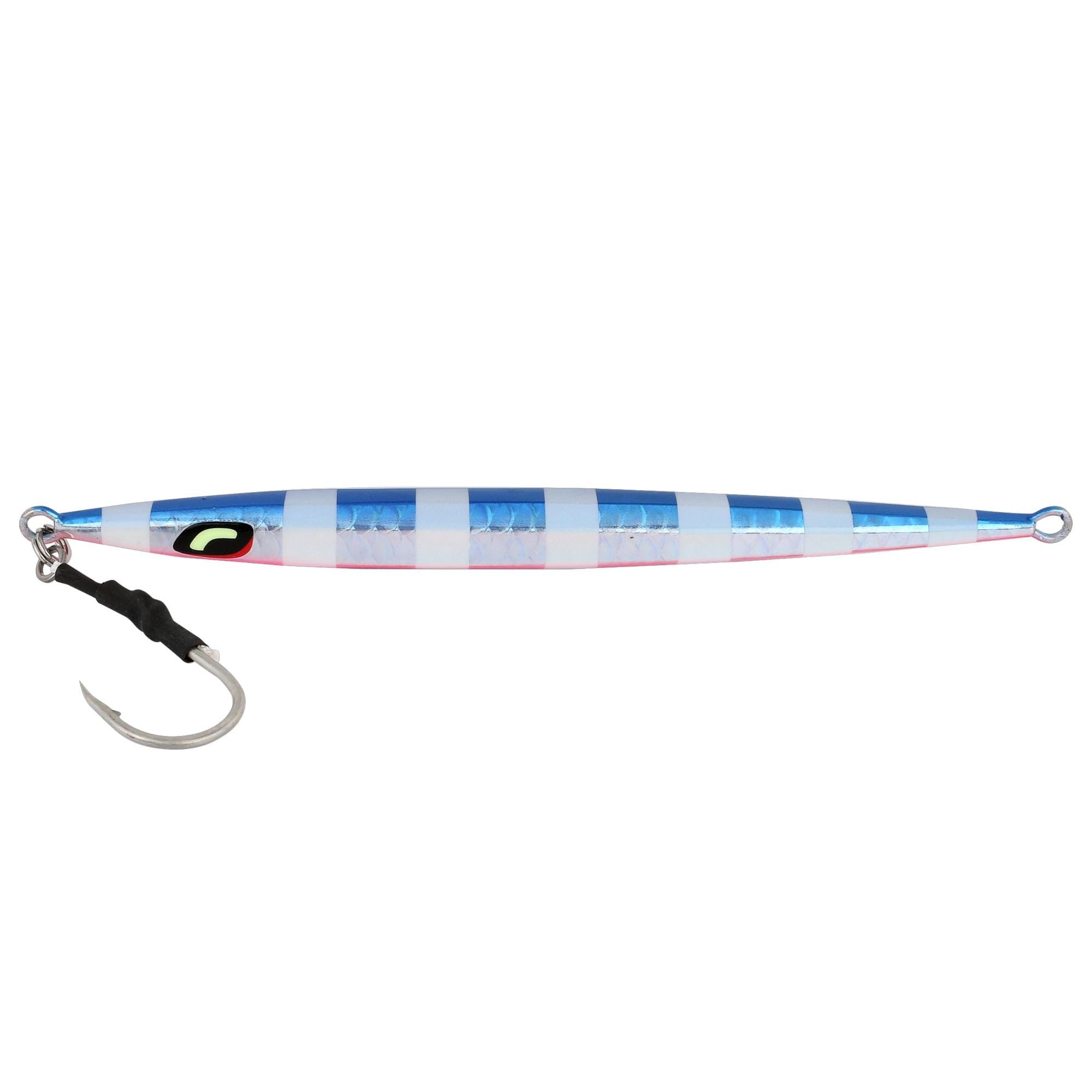 Tapered edges enhance its profile on the Shimano BF140FSSQ ShimmerFall jig.