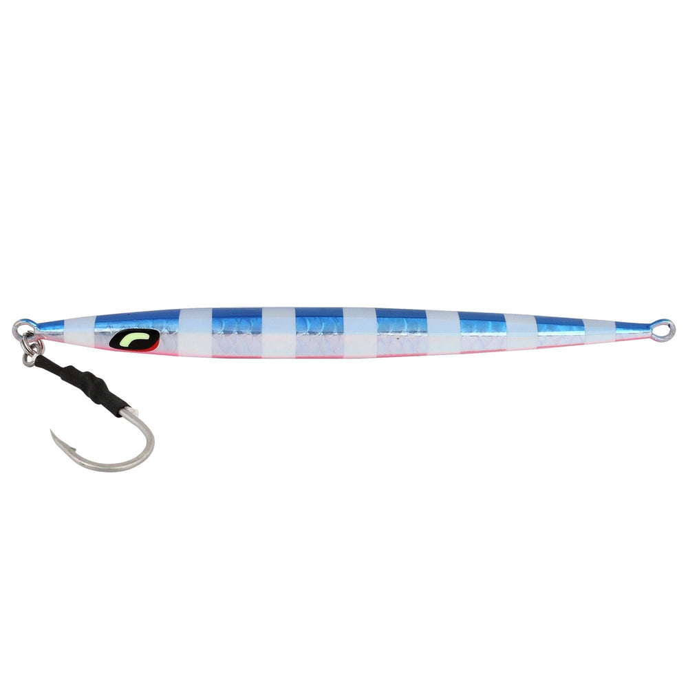 Tapered edges enhance its profile on the Shimano BF140FSSQ ShimmerFall jig.