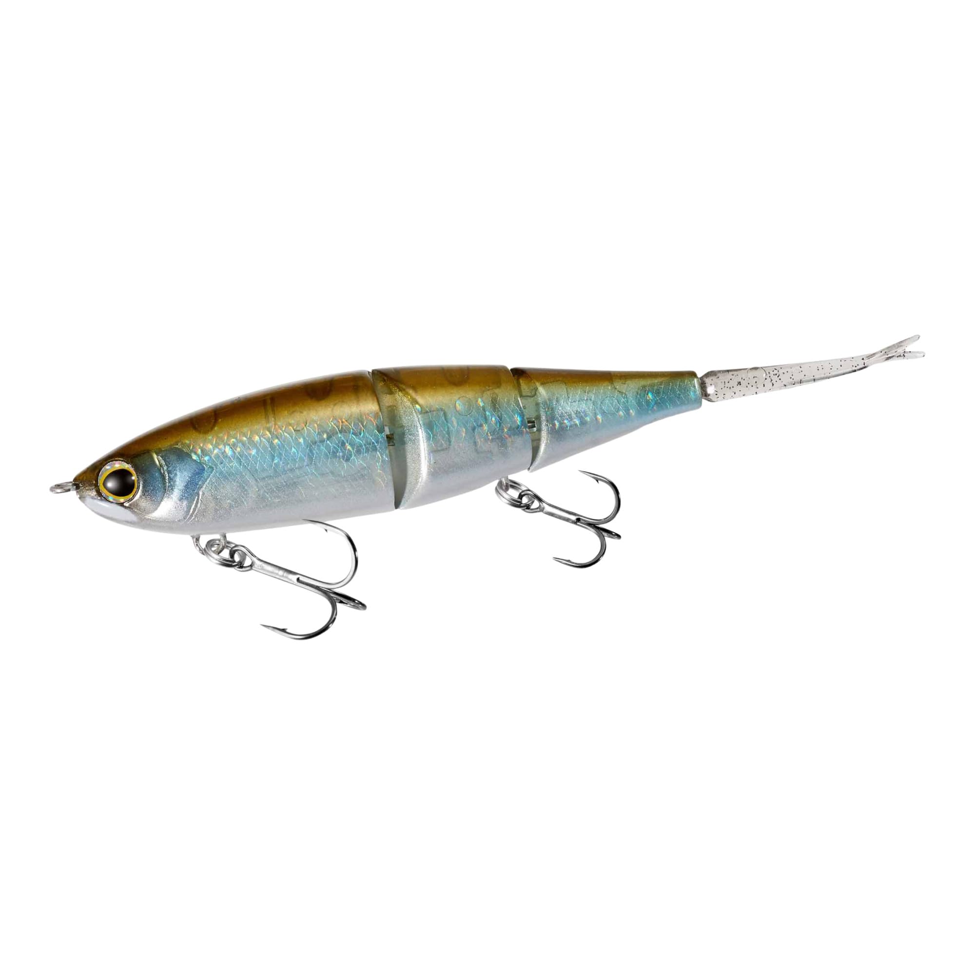 Shimano St Chiayu BT Bait 99F front view showing three-joint body and elastomer tail
