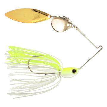 SHIMANO Swagy Strong TW spinnerbait lure detail emphasizes durable finish for long casts.