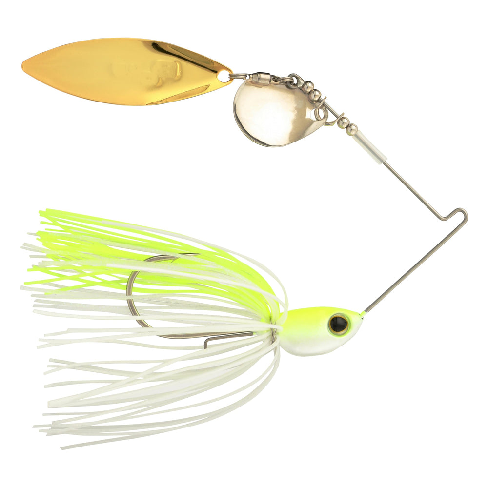 SHIMANO Swagy Strong TW spinnerbait lure detail emphasizes durable finish for long casts.