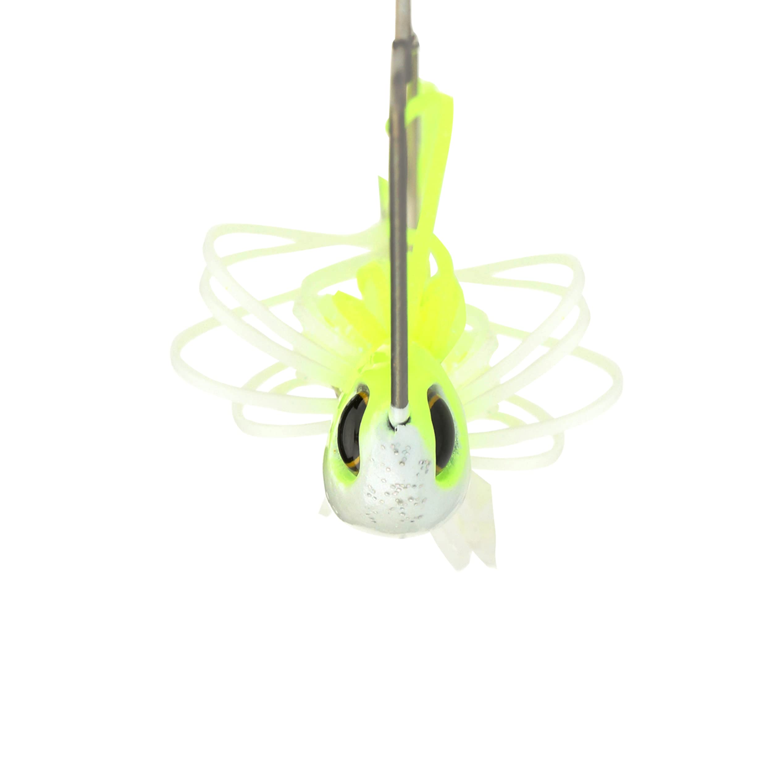 SHIMANO Swagy Strong TW spinnerbait, side view highlights chart white color for targeting.