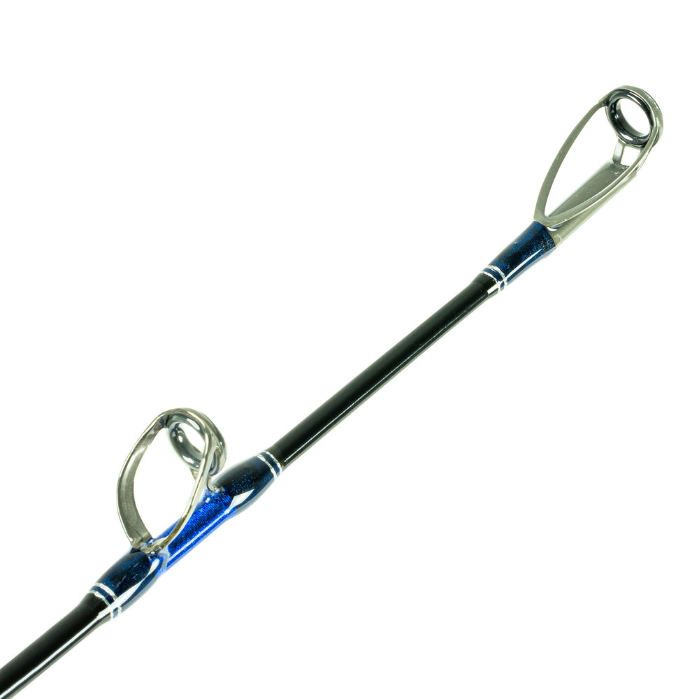 SHIMANO Talavera Bluewater rod with Fuji guides enables smooth line flow and reliability.