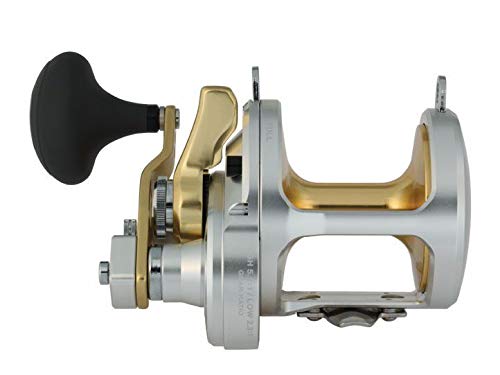 Shimano Talica 25 II reel in hand, two-speed mechanism ideal for versatile trolling.