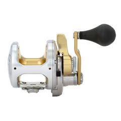 SHIMANO Talica TAC12 reel side view showing durable construction and ergonomic handling