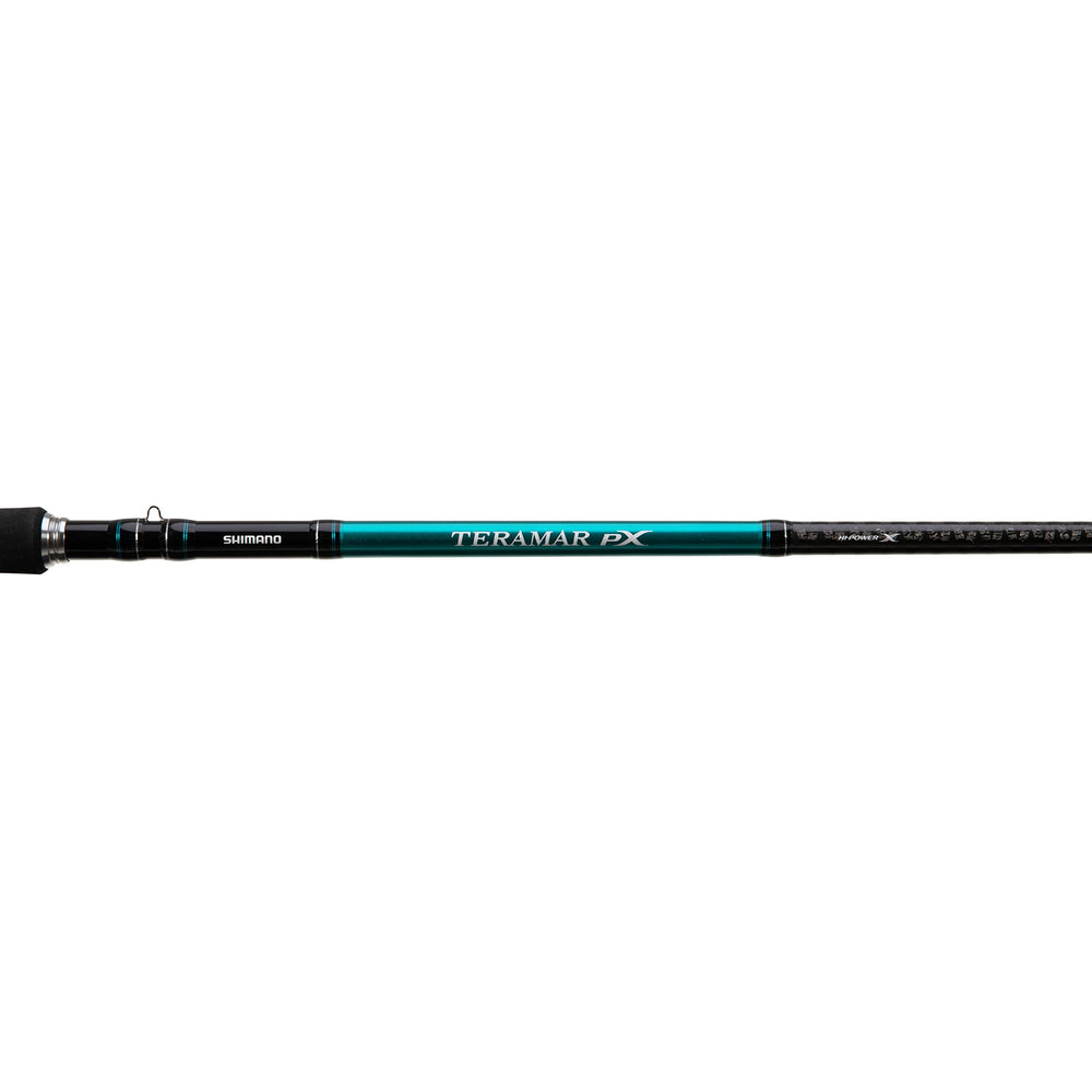SHIMANO Teramar PX SE spinning rod with Fuji reel seat for secure grip.