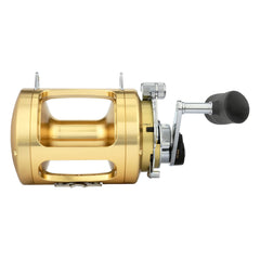 Shimano TIAGRA 50WA trolling 2 SPD spool area demonstrates smooth line release and reliable control.