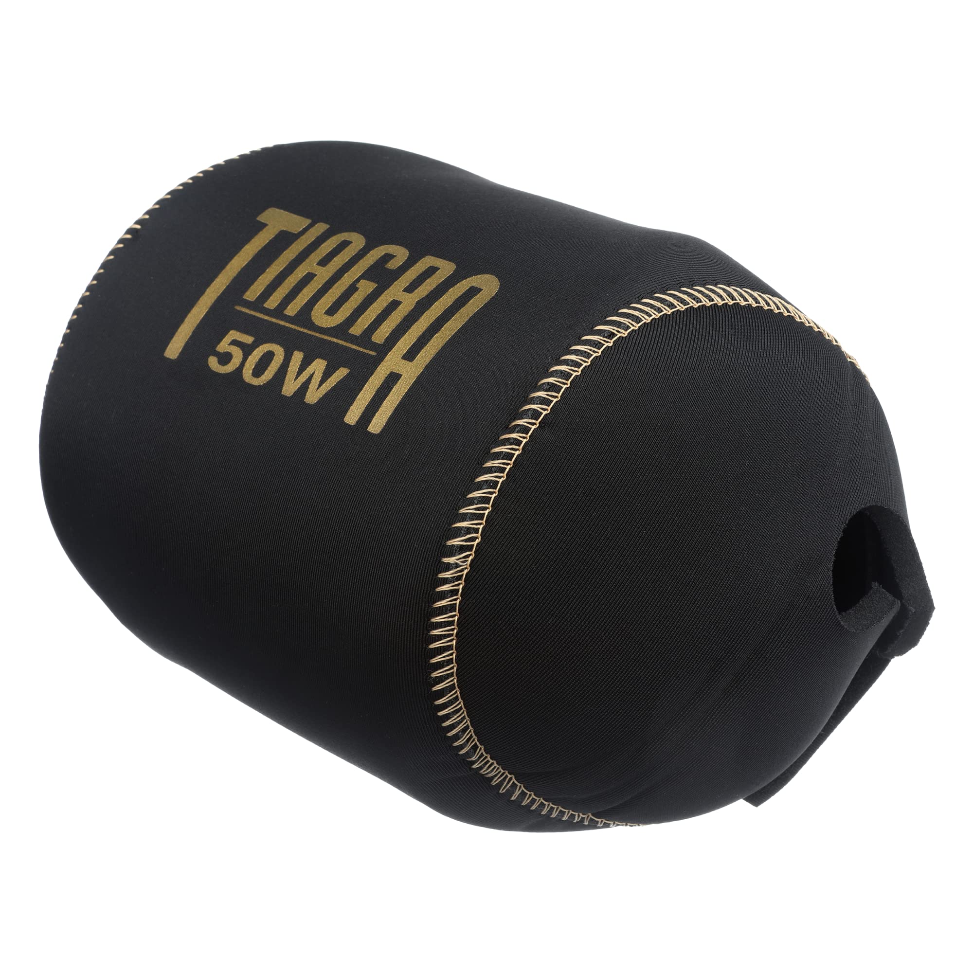 Shimano Tiagra reel cover 50W close-up shows snug fit for protected reels