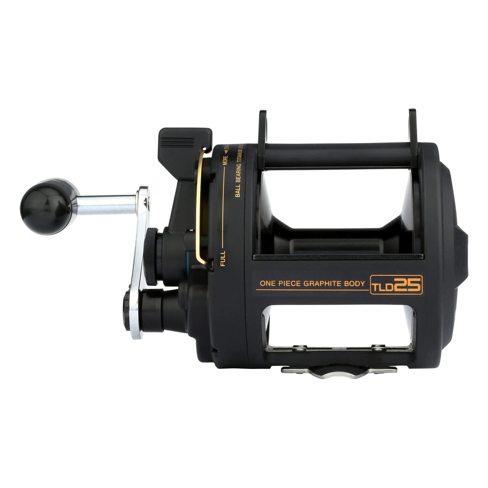 Shimano TLD25 graphite body for lightweight, corrosion-resistant durability.