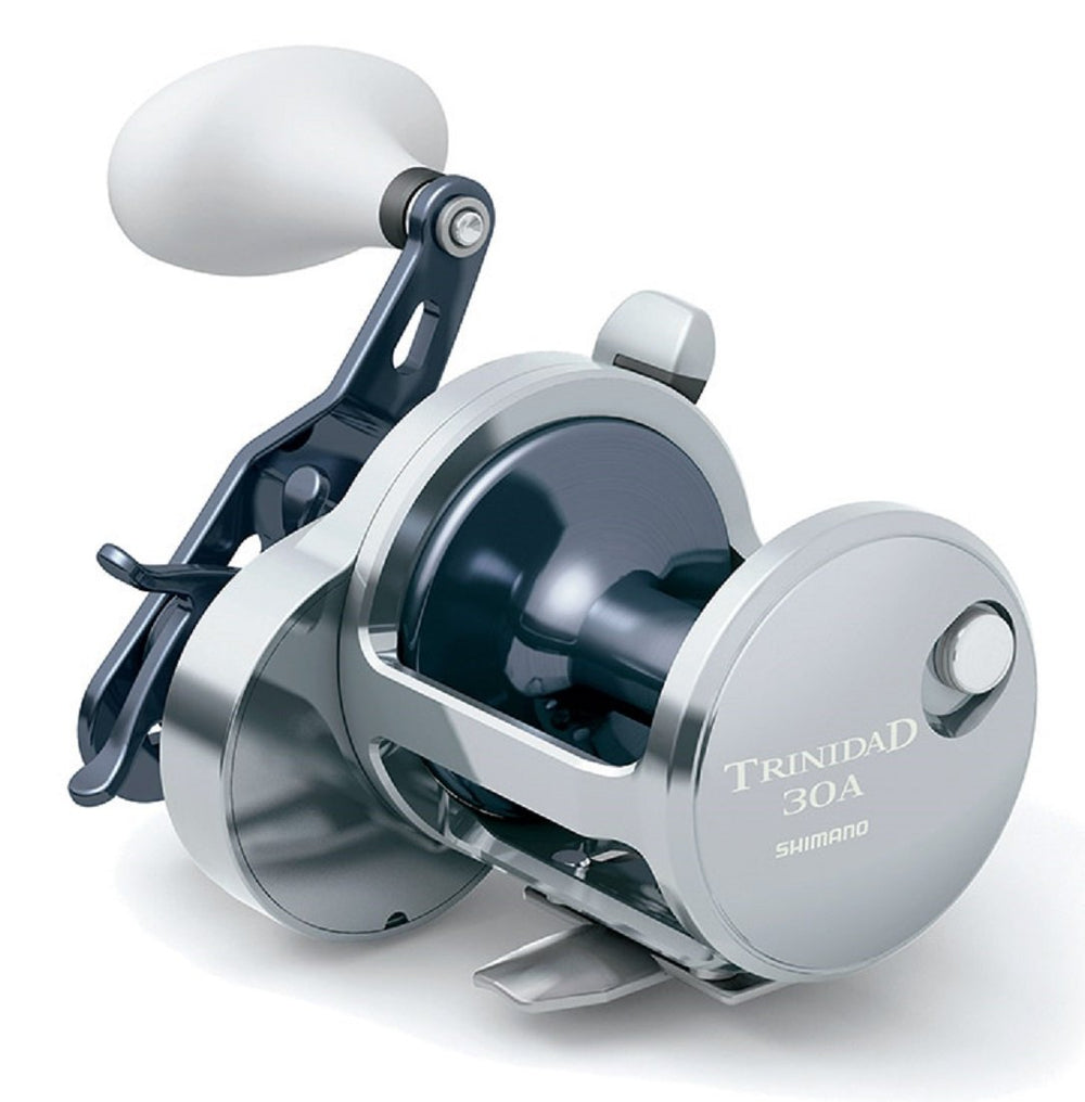 Shimano TN30A reel front view highlighting trolling-ready design.