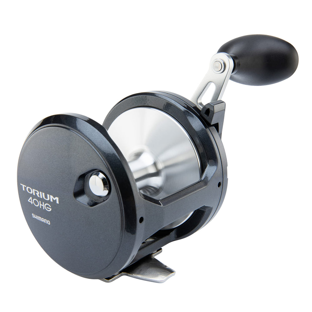 Shimano Tor30PGA spool close-up demonstrates clear line capacity markings.
