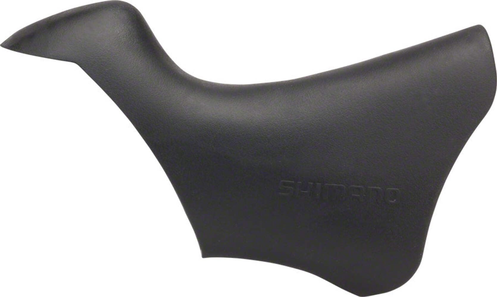 Shimano Tourney lever hoods, black front view, enhanced grip for precise control.