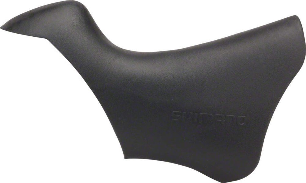 Shimano Tourney lever hoods, black front view, enhanced grip for precise control.