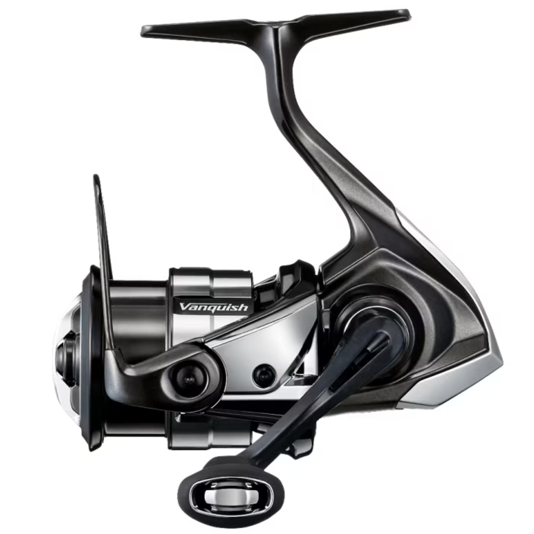 Shimano Vanquish C2000SHG reel side view highlighting smooth drag and light feel.
