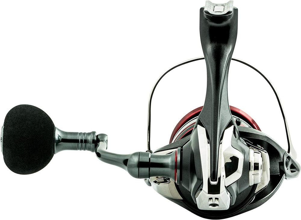 Side profile of Shimano VFC5000XGF Vanford F spinning reel showing drag and spool