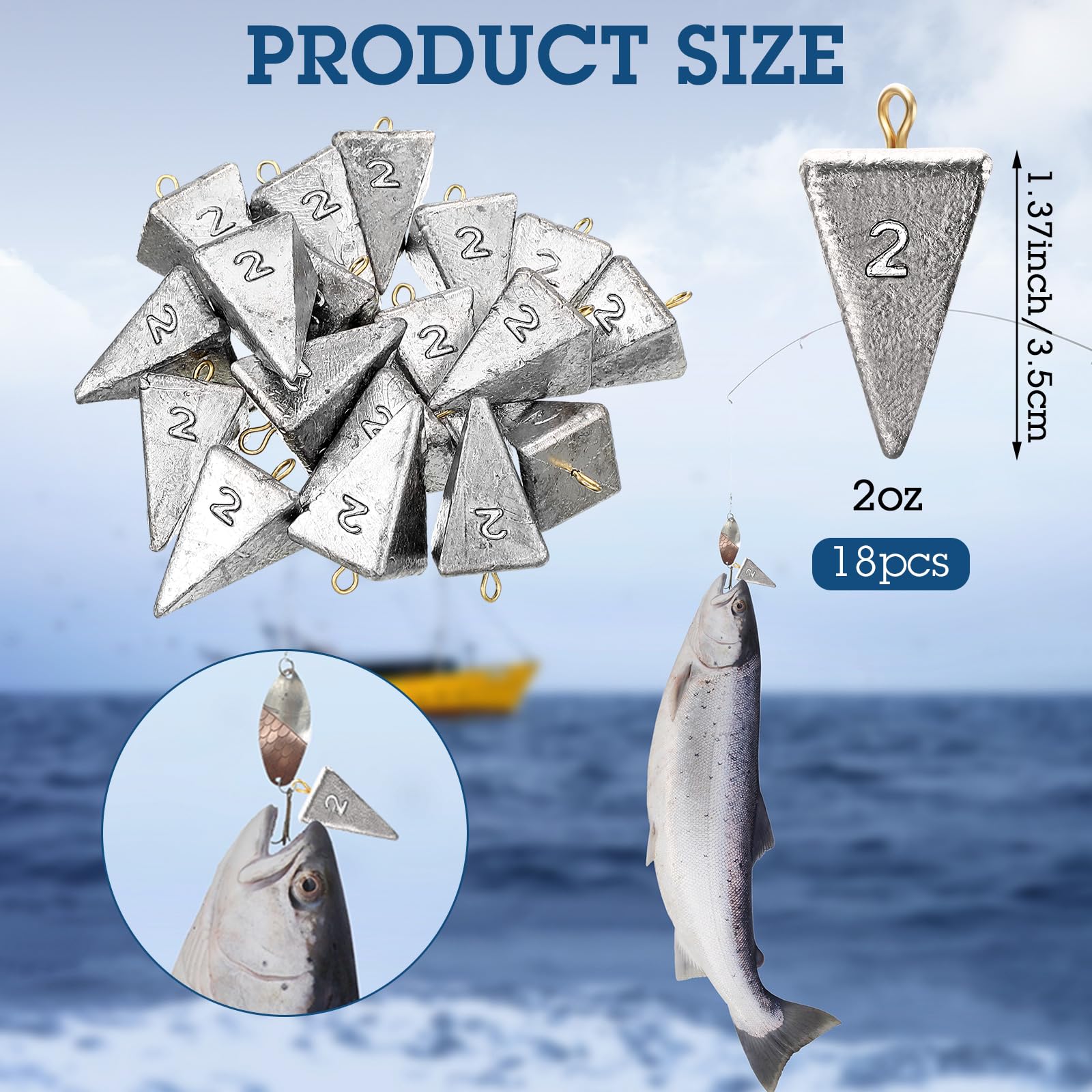 Shimeyao 3 oz pyramid fishing weights – side view image 2