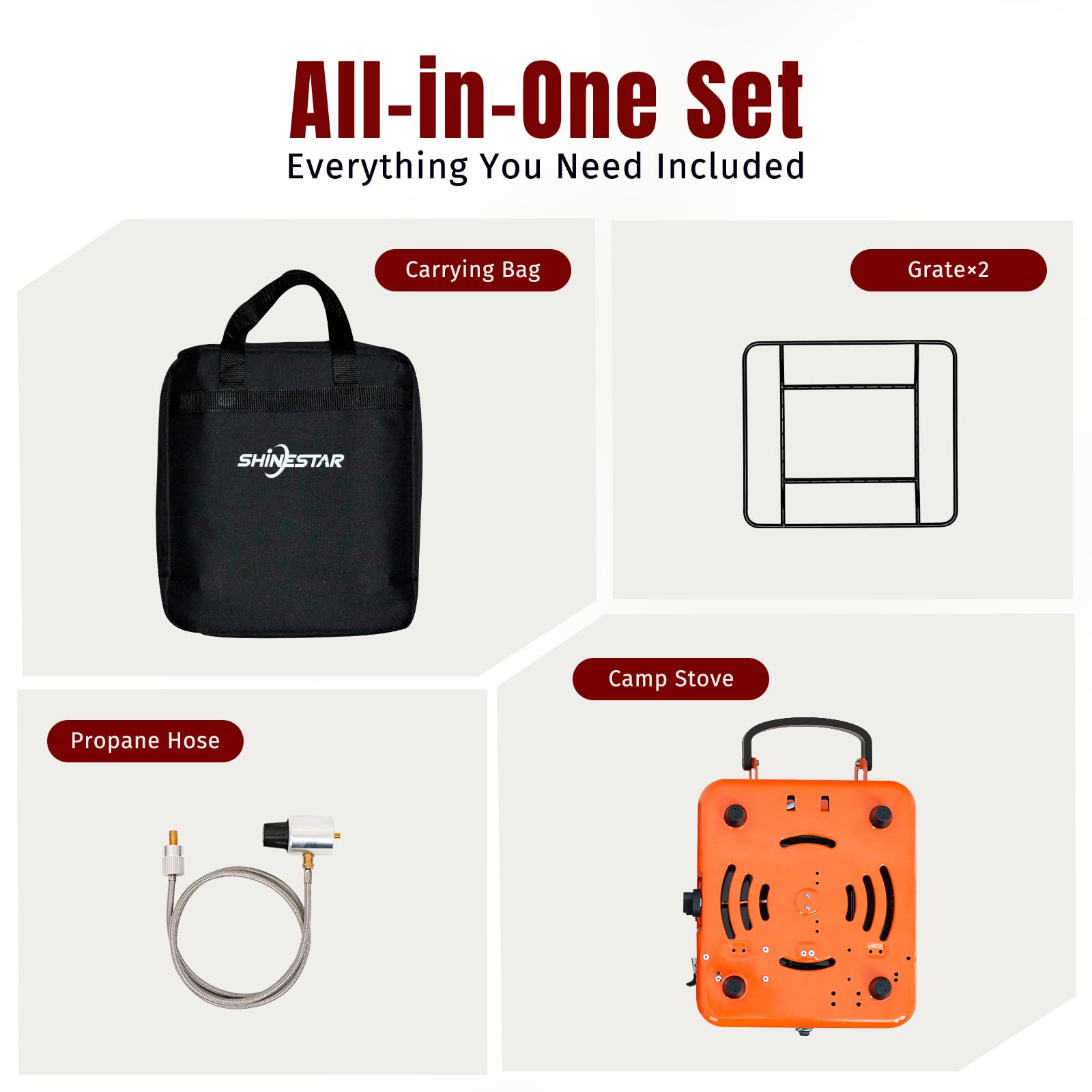 SHINESTAR complete kit enables quick outdoor cooking setup in minutes.
