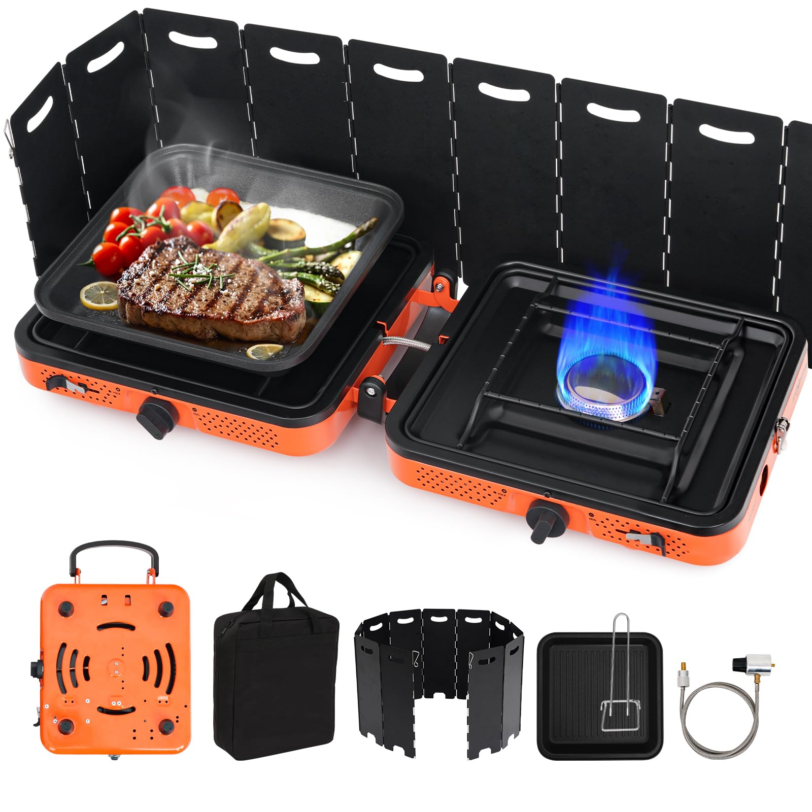 SHINESTAR portable camping stove assembly shows quick setup for outdoor meals.