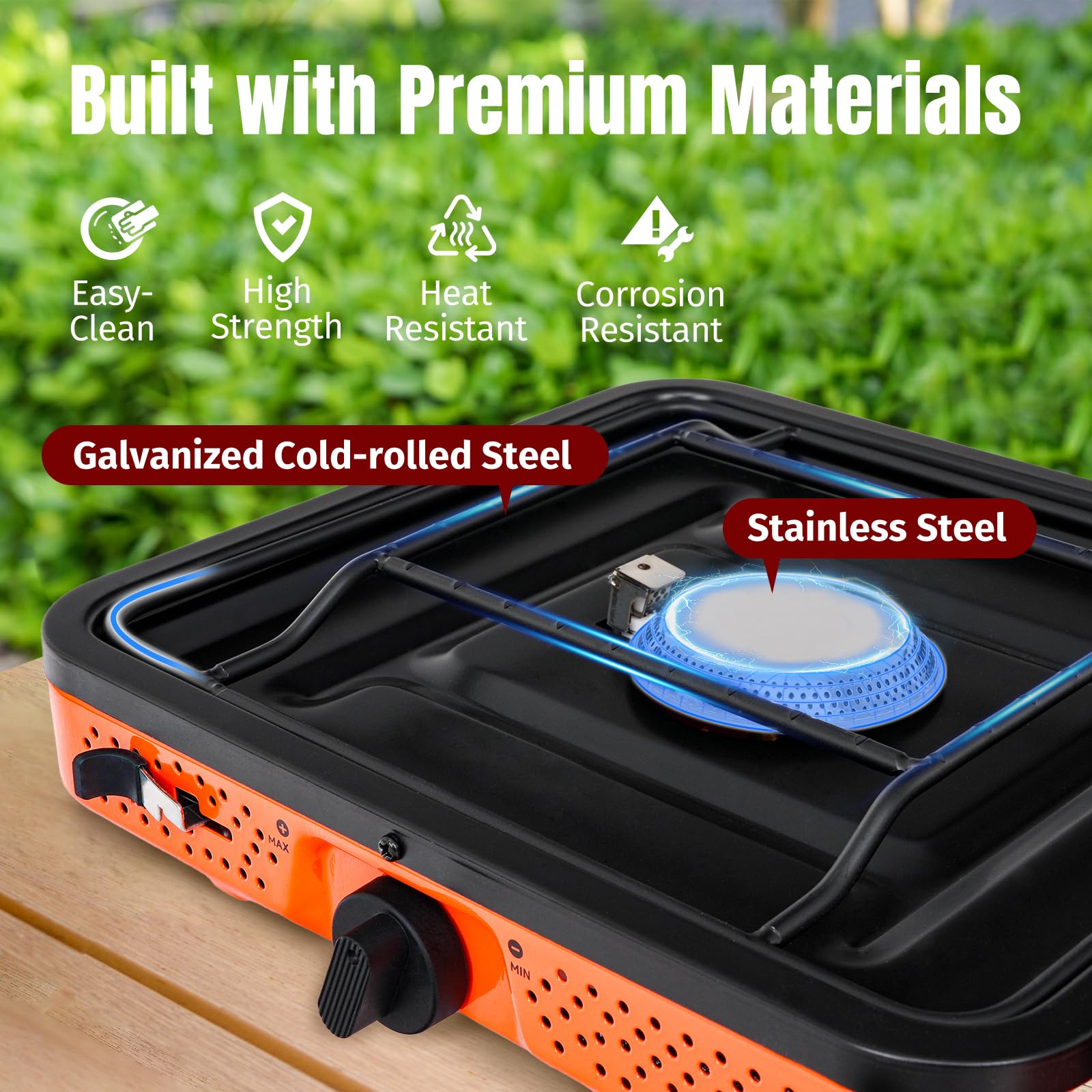 SHINESTAR two-step ignition provides safer startup without matches.