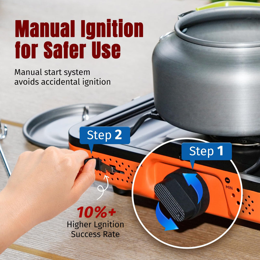 SHINESTAR two-step-ignition showcases safe, quick start without matches.