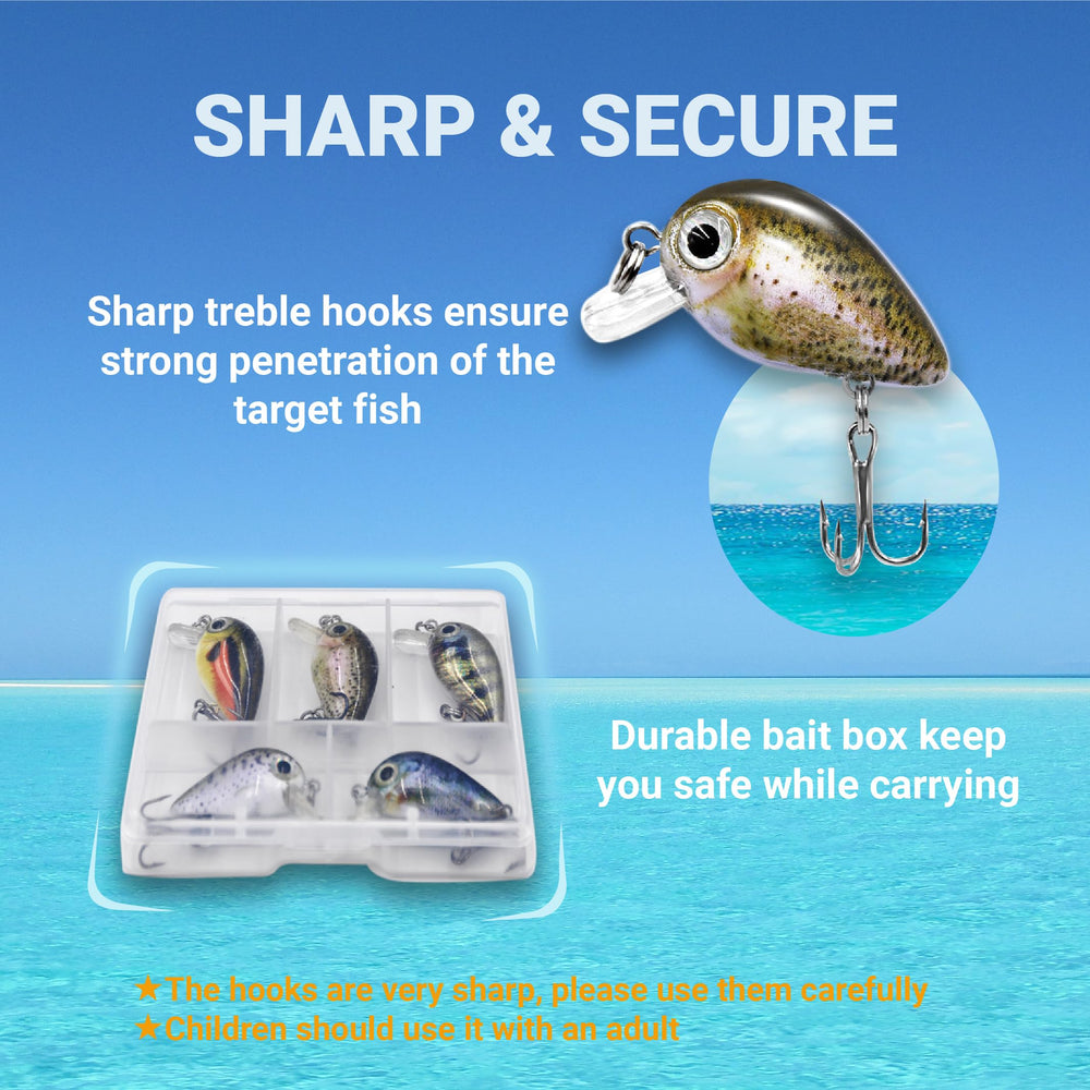 Compact, portable micro crankbait kit shown in hand