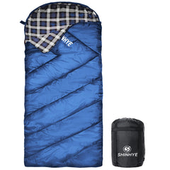 ShinHye 0 Degree sleeping bag with blue exterior offers roomy 90x35 inches for adults.