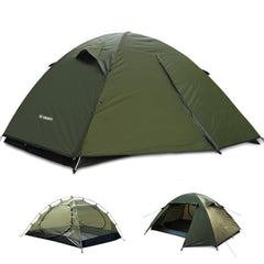 ShinHye backpacking tent green exterior shows rugged waterproof build for reliable shelter on camping trips
