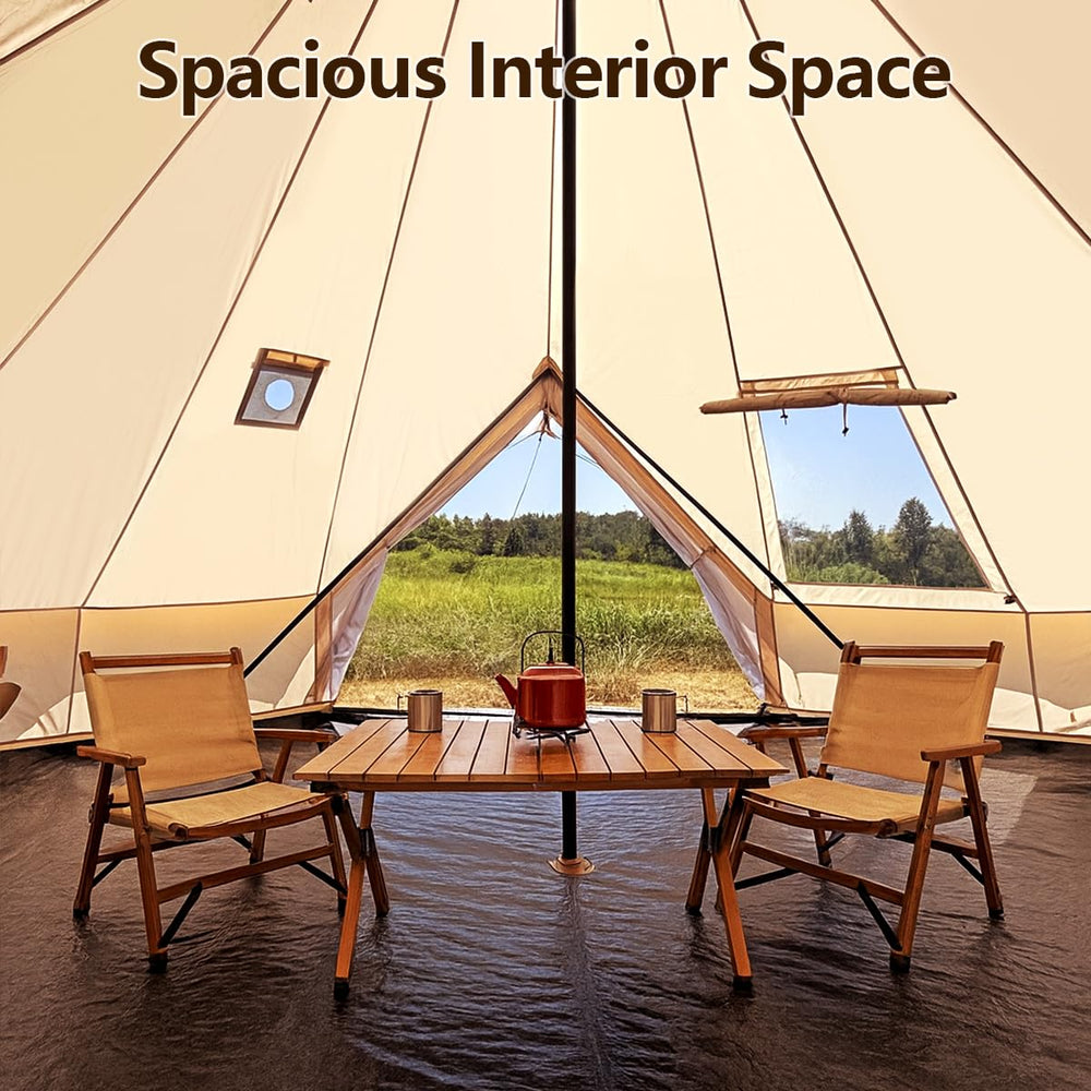 ShinHye Bell Yurt easy installation with central pole and stakes for quick setup.
