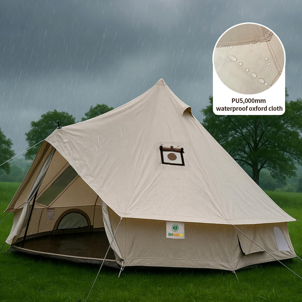 ShinHye Bell Yurt stove jack vent enables comfortable indoor temperatures during cool evenings.