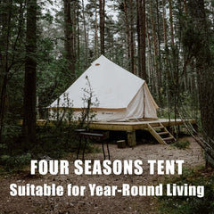 ShinHye canvas bell tent setup image demonstrates quick, straightforward assembly