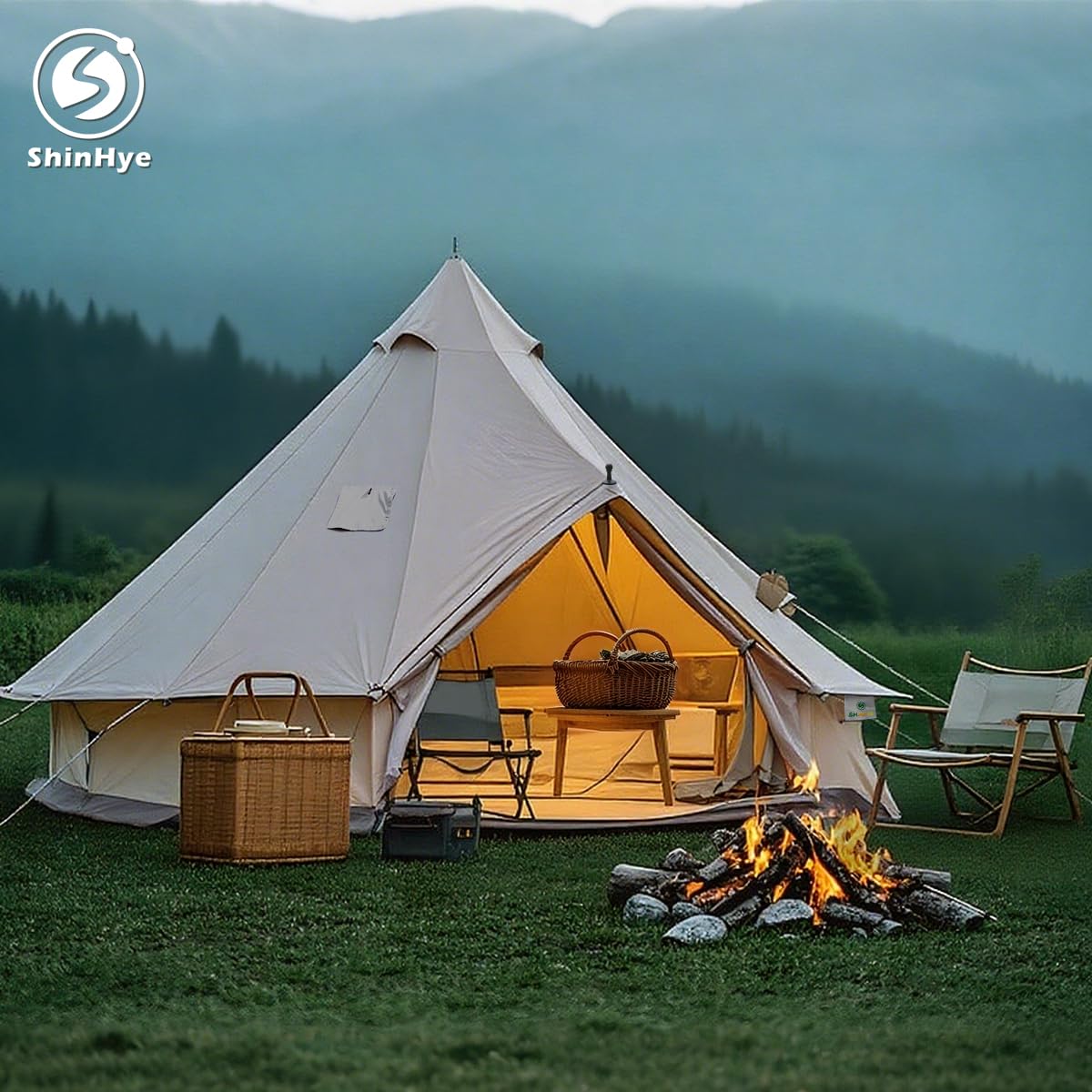 ShinHye canvas bell tent included storage bag for easy transport