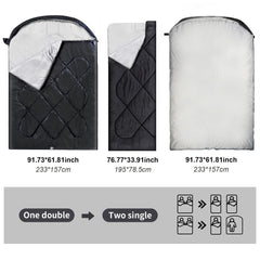 ShinHye double sleeping bag 92x62 interior offers roomy, queen-size space