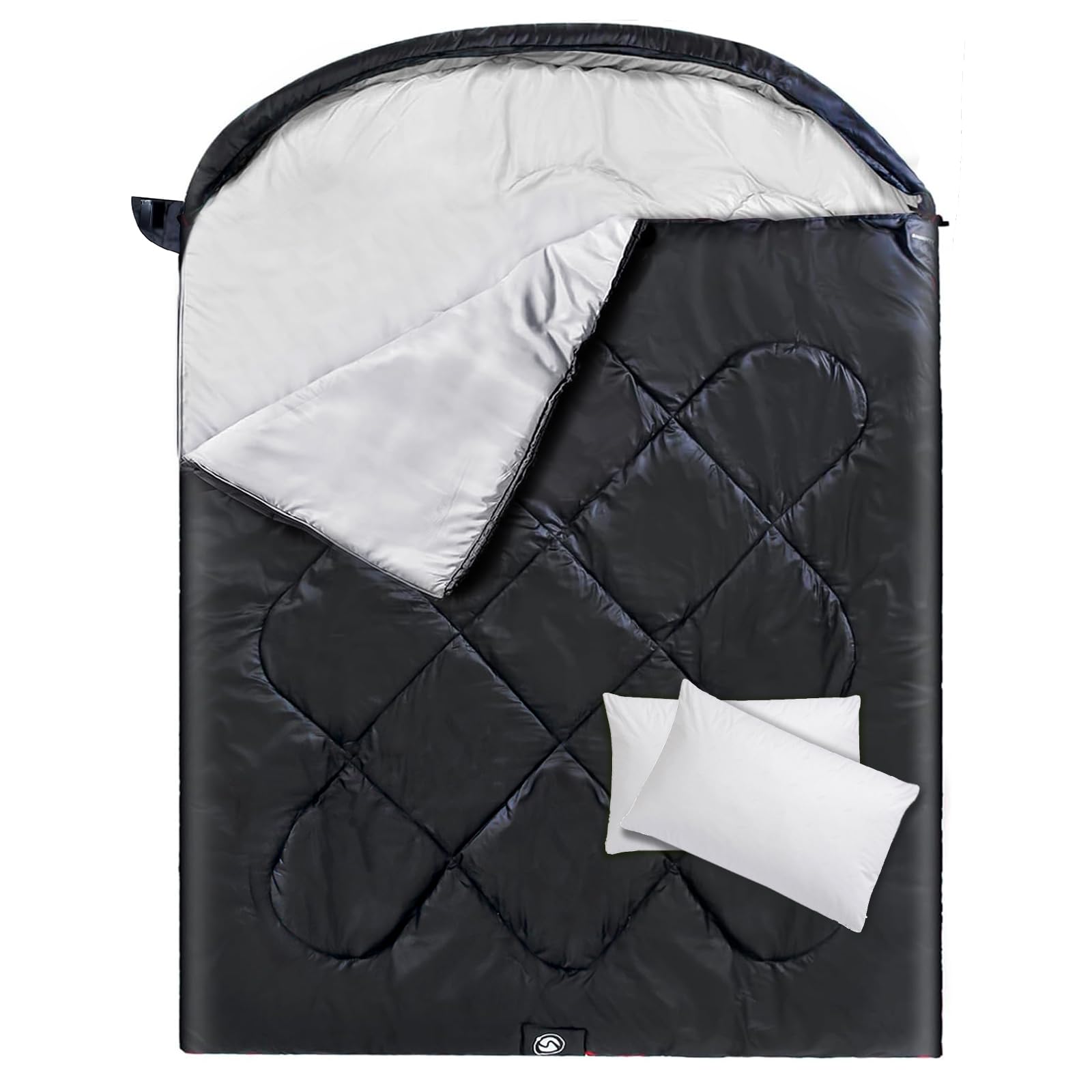 ShinHye double sleeping bag two-pillows provides cozy, shared camping comfort